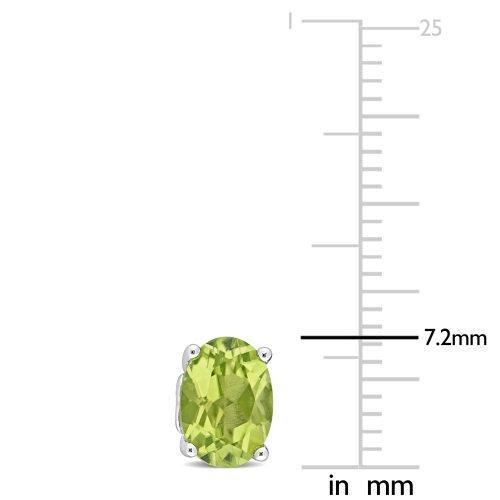 Amour Oval Peridot Stud Earrings Silver