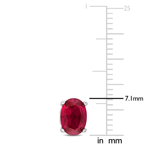Amour Oval Created Ruby Stud Earrings in Sterling Silver