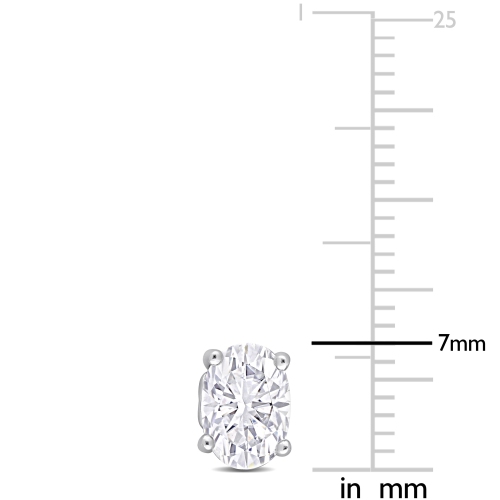 Amour Oval Created White Sapphire Stud Earrings Silver