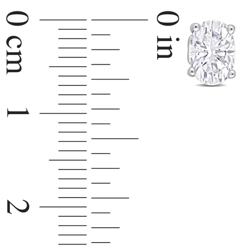 Amour Oval Created White Sapphire Stud Earrings Silver