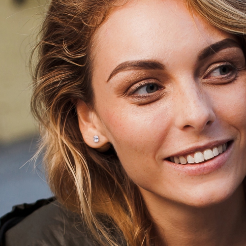 Amour Oval Created White Sapphire Stud Earrings Silver