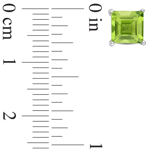 AMOUR Boucles d'oreilles péridot taille princesse en argent sterling