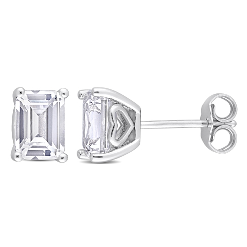 Image 1 of 5.. Amour Created White Sapphire Fashion Post Earrings Silver
