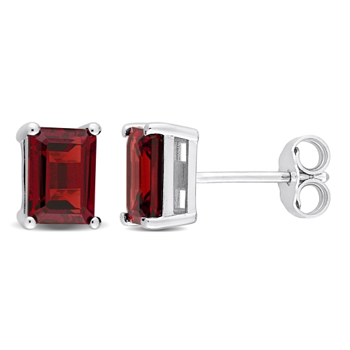 Image 1 of 5.. Amour Octagon Garnet Stud Earrings in Sterling Silver