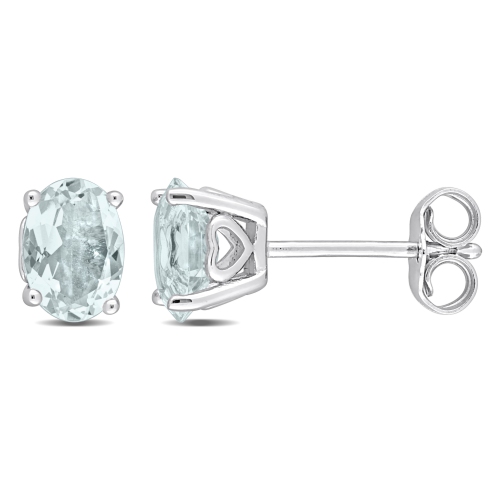 Image 1 of 5.. Amour Aquamarine Fashion Post Earrings Silver