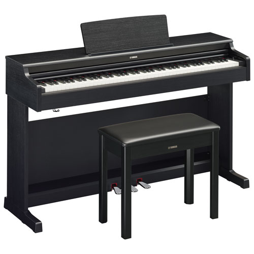 Piano numérique à 88 touches lestées à marteaux YDP165 ARIUS standard de Yamaha avec support, banc et 3 pédales - Noir