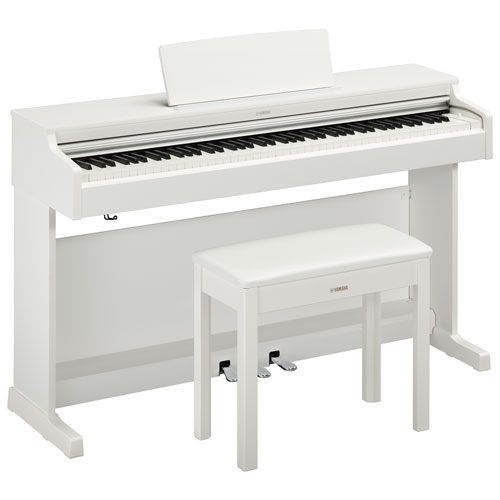 Yamaha ARIUS Standard 88-Key Weighted Hammer Action Digital Piano w/ Stand, Bench & 3 Pedals- White