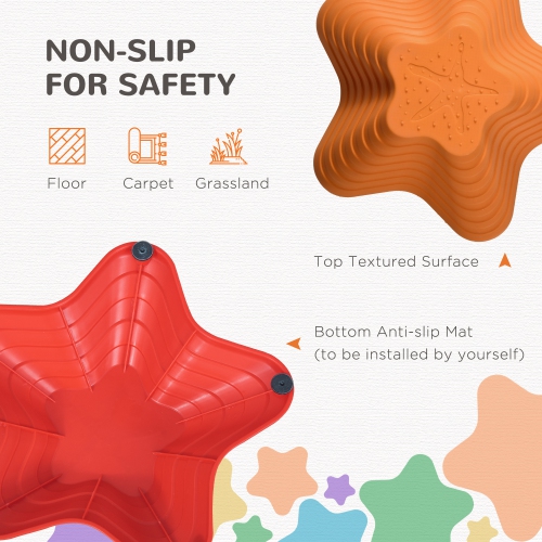 Outsunny 6PCs Larger Size Balance Stepping Stones for Kids with Non-slip Bottom, Stackable Obstacle Course Outdoor Indoor, Play River Rocks with