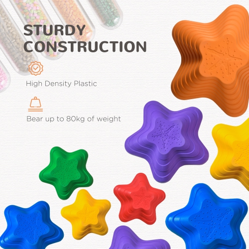 Outsunny 6PCs Larger Size Balance Stepping Stones for Kids with Non-slip Bottom, Stackable Obstacle Course Outdoor Indoor, Play River Rocks with