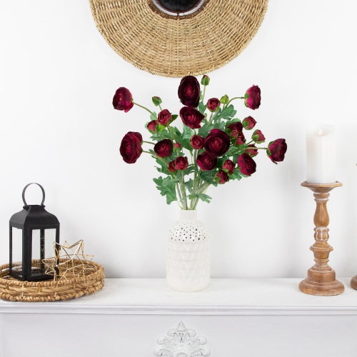 Real Touch™ Red Ranunculus Artificial Floral Sprays, Set of 6 - 21"