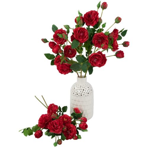 Real Touch™ Red Artificial Camellia Rose Floral Sprays, Set of 6 - 23"