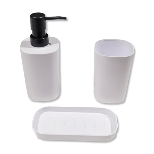 ITY INTERNATIONAL  - Set Of 3 Pieces Of Bathroom Accessories, Made Of Plastic In White