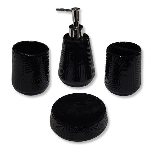 ITY INTERNATIONAL  - Set Of 4 Pieces Of Bathroom Accessories, Made Of Ceramic In Black