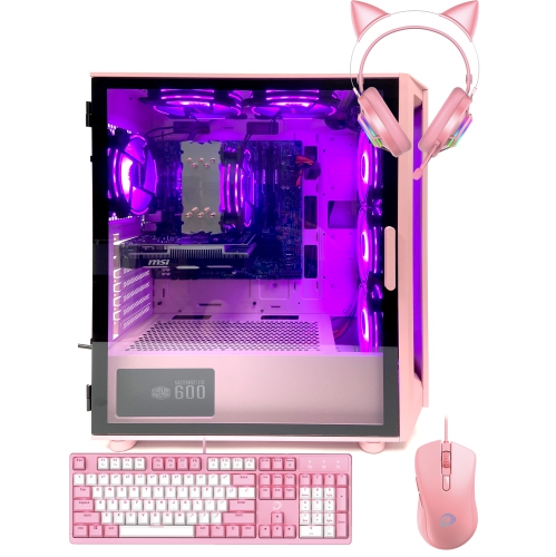 Gaming Pink Setup Desktop Tower PC-Intel Core i5 32 GB RAM + 1TB