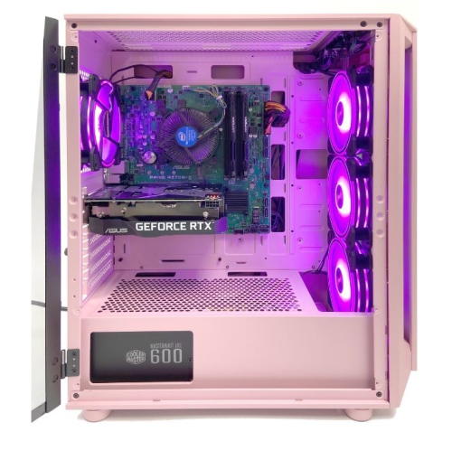 SK Gaming RGB Desktop Tower PC- intel i7 8700 Liquid Cooled /16GB RAM / 1TB SSD /Nvidia RTX5060/ Windows 11 Pro-Pink