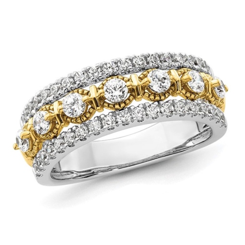 GEM AND HARMONY  7/8 Carat (Ctw Si1-Si2, G-H-I) Lab-Grown Diamond Band Ring In 14K Gold In White