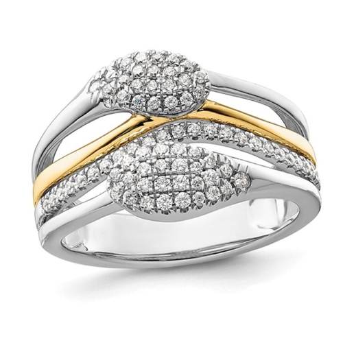 GEM AND HARMONY  2/5 Carat (Ctw) Lab-Grown Diamond Ring In 14K White And Gold (Size 7) In Yellow