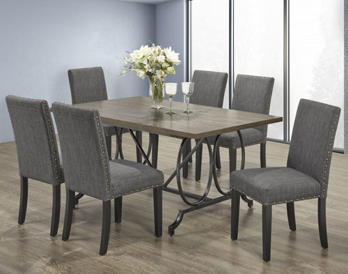 Elizabella Contemporary 7-Piece Formal Dining Set - Brown/Grey