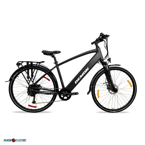 DEMON ELECTRIC  Phantom 350W 27.5-In Touring Commuter Electric Bike, 60-70Km Battery Range (14.5Ah), Tektro Hydraulic Brakes, Shimano 9 Speed Gear