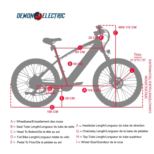 Demon Electric Phantom 350W 27.5-in Touring Commuter Electric Bike, 60-70km Battery Range, TEKTRO Hydraulic Brakes, SHIMANO 9 Speed Gear, Cargo Rack