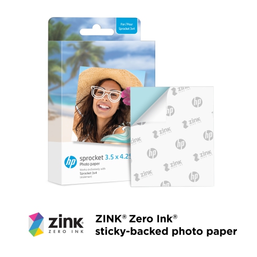 HP Sprocket 3.5 x 4.25” Zink Sticky-Backed Photo Paper, Instant Print 20 Photo Paper Sheets