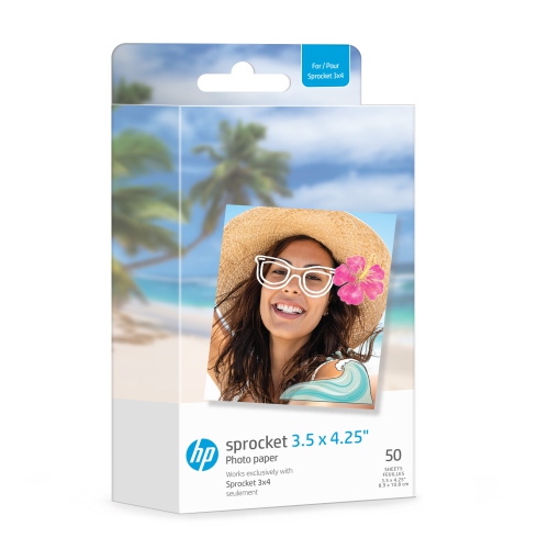 HP Sprocket 3.5 x 4.25” Zink Sticky-Backed Photo Paper, Instant Print 50 Photo Paper Sheets