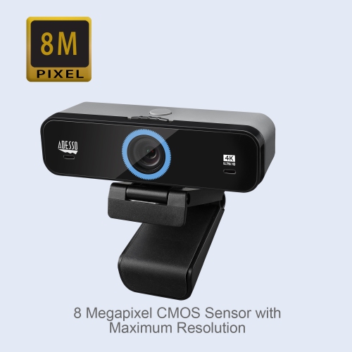 ADESSO TECHNOLOGY 30 fps Fixed Focus 4K Ultra HD Webcam with Dual Microphones