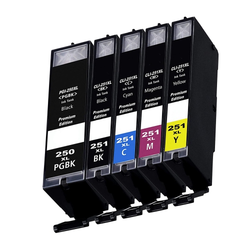 axGear Canon PGI250XL CLI251XL Ink Cartridge High Yield Combo PGBK/BK/C/M/Y 5Pack PIXMA MG5420, PIXMA MG5422