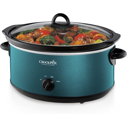 Crock-Pot 7 QT Design de grande capacité pour faire briller la mijoteuse polyvalente, appareil de cuisine domestique, turquoise