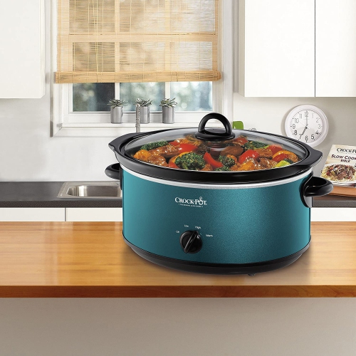 Crock-Pot 7 QT Design de grande capacité pour faire briller la mijoteuse polyvalente, appareil de cuisine domestique, turquoise