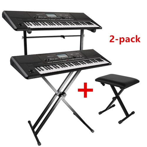 Support de clavier Double-Brace X avec supports de piano électronique  musical de 2ème niveau détachable + banc de clavier de piano (2 packs)
