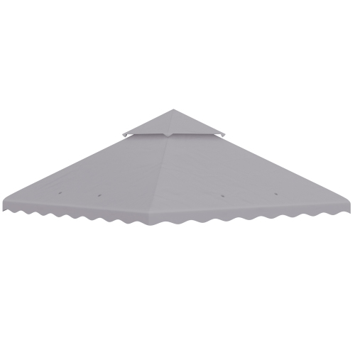 Outsunny 10' x 10' Gazebo Replacement Canopy Cover, 2-Tier Gazebo Roof Replacement, Light Grey