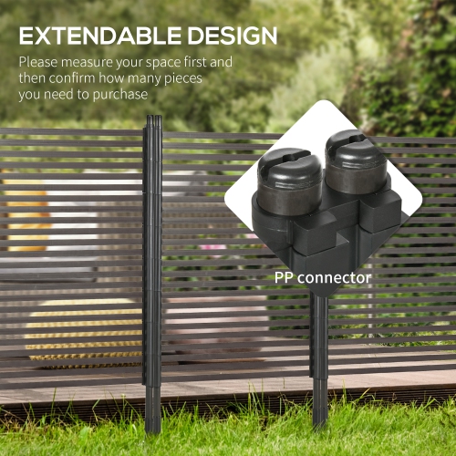 Clôture de jardin Outsunny Picket en métal pour sol dur et mou, clôture d'extérieur debout 5&nbsp;pi(H) avec pieds, bordure de lit à fleurs Animal