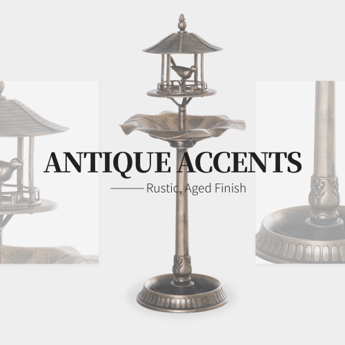 Outsunny 3-in-1 Garden Bird Bath Bowl Pedastal with Bird Feeder, Large Water Basin, & Underneath Flower Planter, Gold