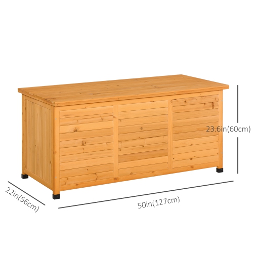 Outsunny 75 – Banc de rangement en bois pour terrasse, bac de rangement extérieur jardin avec écart pour l'aération et fini de lutte contre les