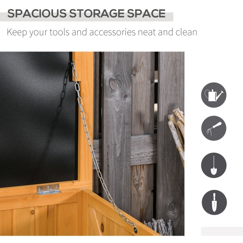 Outsunny 75 – Banc de rangement en bois pour terrasse, bac de rangement extérieur jardin avec écart pour l'aération et fini de lutte contre les