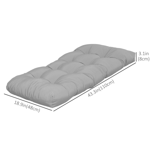 Outsunny – Ensemble de 2 coussins de rechange pour banc de terrasse, coussin de siège pour causeuse d'extérieur à 2 places, 43 x 19 x 3 po, gris