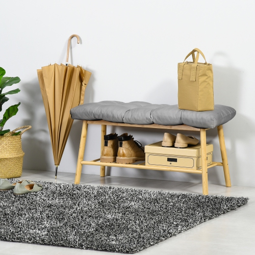 Outsunny – Ensemble de 2 coussins de rechange pour banc de terrasse, coussin de siège pour causeuse d'extérieur à 2 places, 43 x 19 x 3 po, gris