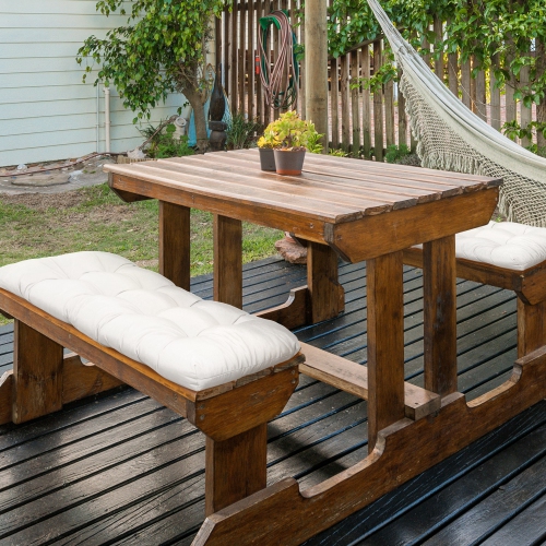 Outsunny Set of 2 Patio Bench Replacement Cushions, 2 Seater Outdoor Loveseat Cushion Seat Pad, 43" x 19" x 3", Cream White