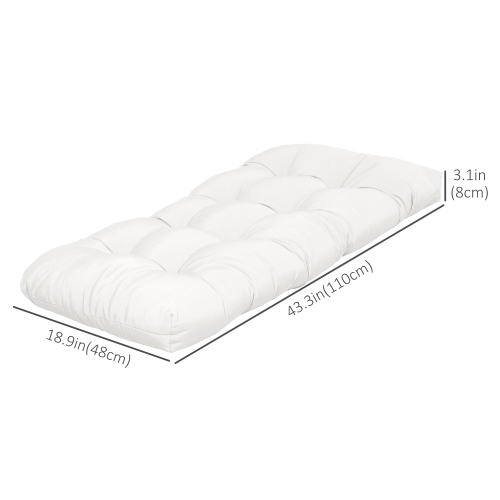 Outsunny Set of 2 Patio Bench Replacement Cushions, 2 Seater Outdoor Loveseat Cushion Seat Pad, 43" x 19" x 3", Cream White