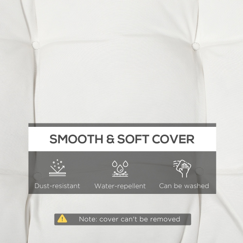 Outsunny Set of 2 Patio Bench Replacement Cushions, 2 Seater Outdoor Loveseat Cushion Seat Pad, 43" x 19" x 3", Cream White