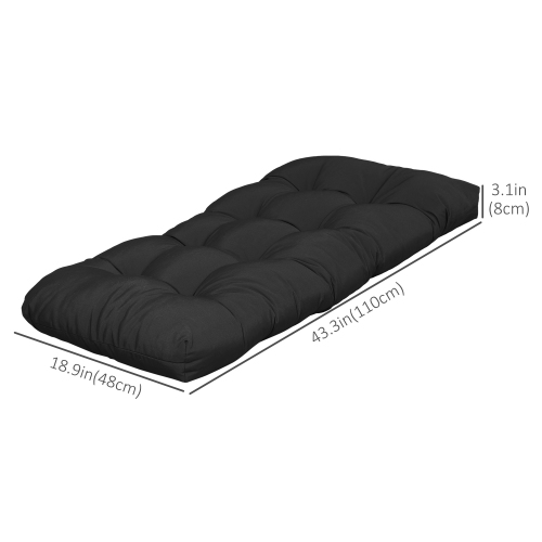 Outsunny – Ensemble de 2 coussins de rechange pour banc de terrasse, coussin de siège pour causeuse d'extérieur à 2 places, 43 x 19 x 3 po, noir