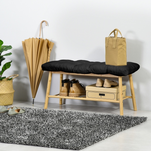 Outsunny – Ensemble de 2 coussins de rechange pour banc de terrasse, coussin de siège pour causeuse d'extérieur à 2 places, 43 x 19 x 3 po, noir