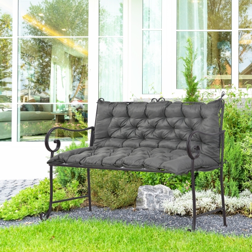 Outsunny Proch Swing Cushion, 59" x 40" x 4" Outdoor Bench Cushion with Backrest, 4" Thick Filling and String Ties, 3 Seater, Dark Grey