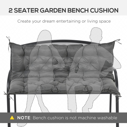 Outsunny Proch Swing Cushion, 59" x 40" x 4" Outdoor Bench Cushion with Backrest, 4" Thick Filling and String Ties, 3 Seater, Dark Grey