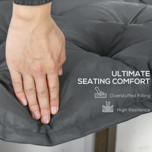 Outsunny Proch Swing Cushion, 59" x 40" x 4" Outdoor Bench Cushion with Backrest, 4" Thick Filling and String Ties, 3 Seater, Dark Grey
