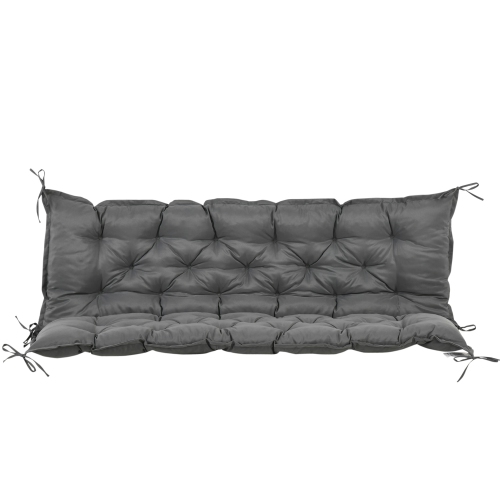 Outsunny Proch Swing Cushion, 59" x 40" x 4" Outdoor Bench Cushion with Backrest, 4" Thick Filling and String Ties, 3 Seater, Dark Grey