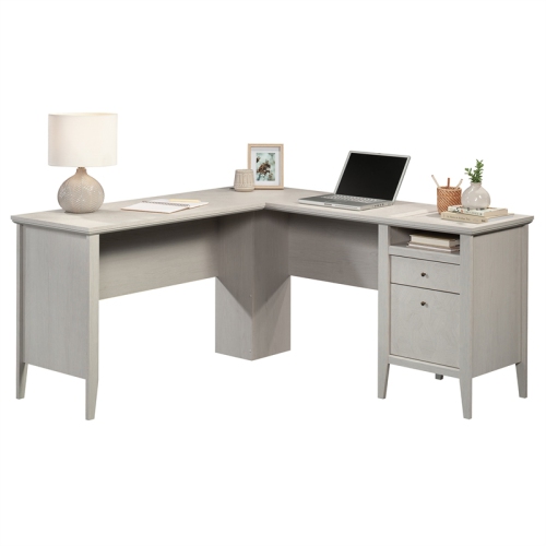 Sauder Larkin Ledge Engineered Wood L-Desk in Glacier Oak Finish