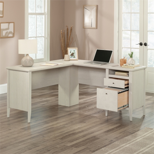 Sauder Larkin Ledge Engineered Wood L-Desk in Glacier Oak Finish