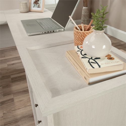 Sauder Larkin Ledge Engineered Wood L-Desk in Glacier Oak Finish